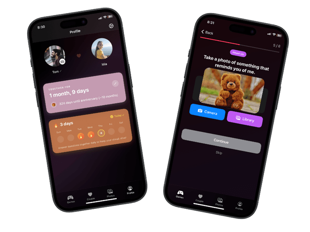 Lovely app on phone showing couple games