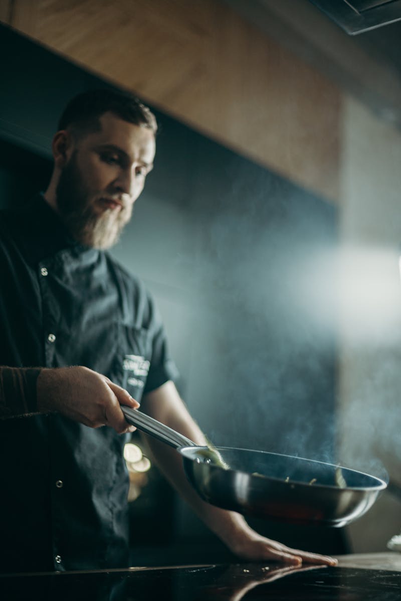 Couple cooking together on a creative date night